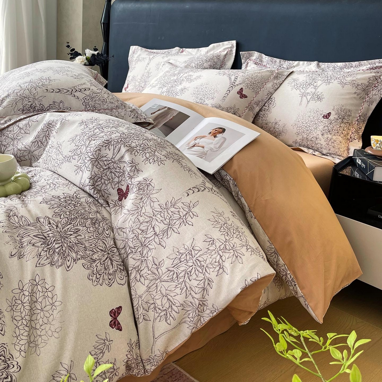 91家纺网 家纺一手货源 找家纺 帅露家纺 2025新款升级疆大白全棉加厚生态磨毛四件套 初音琳浅