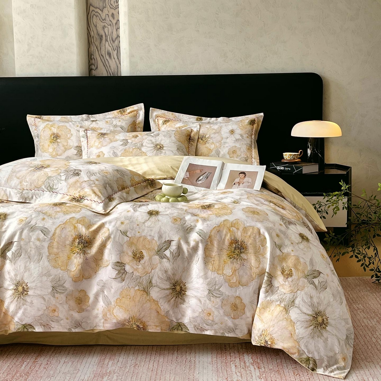 91家纺网 家纺一手货源 找家纺 帅露家纺 2025新款升级疆大白全棉加厚生态磨毛四件套 豆蔻年华-黄