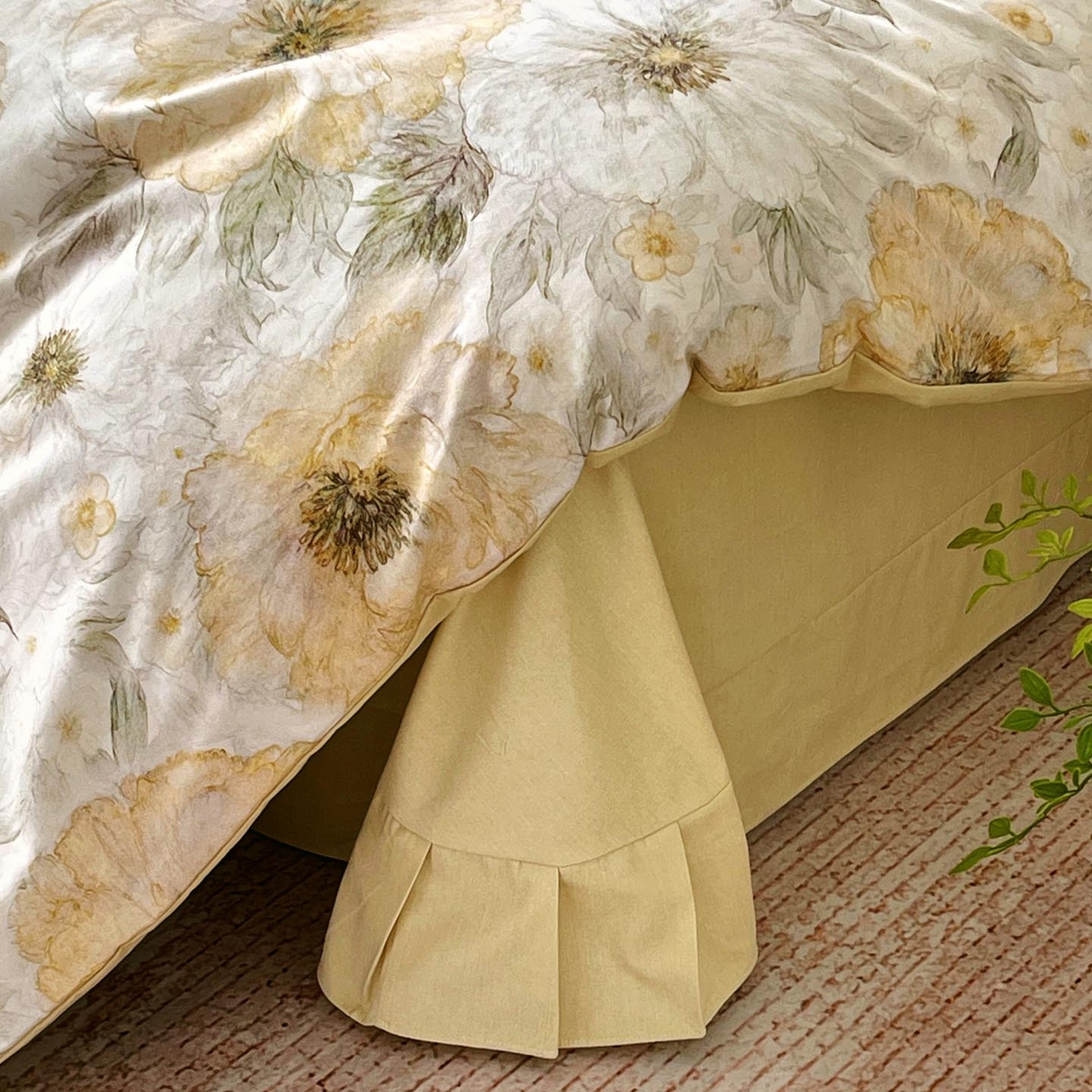 91家纺网 家纺一手货源 找家纺 帅露家纺 2025新款升级疆大白全棉加厚生态磨毛四件套 豆蔻年华-黄