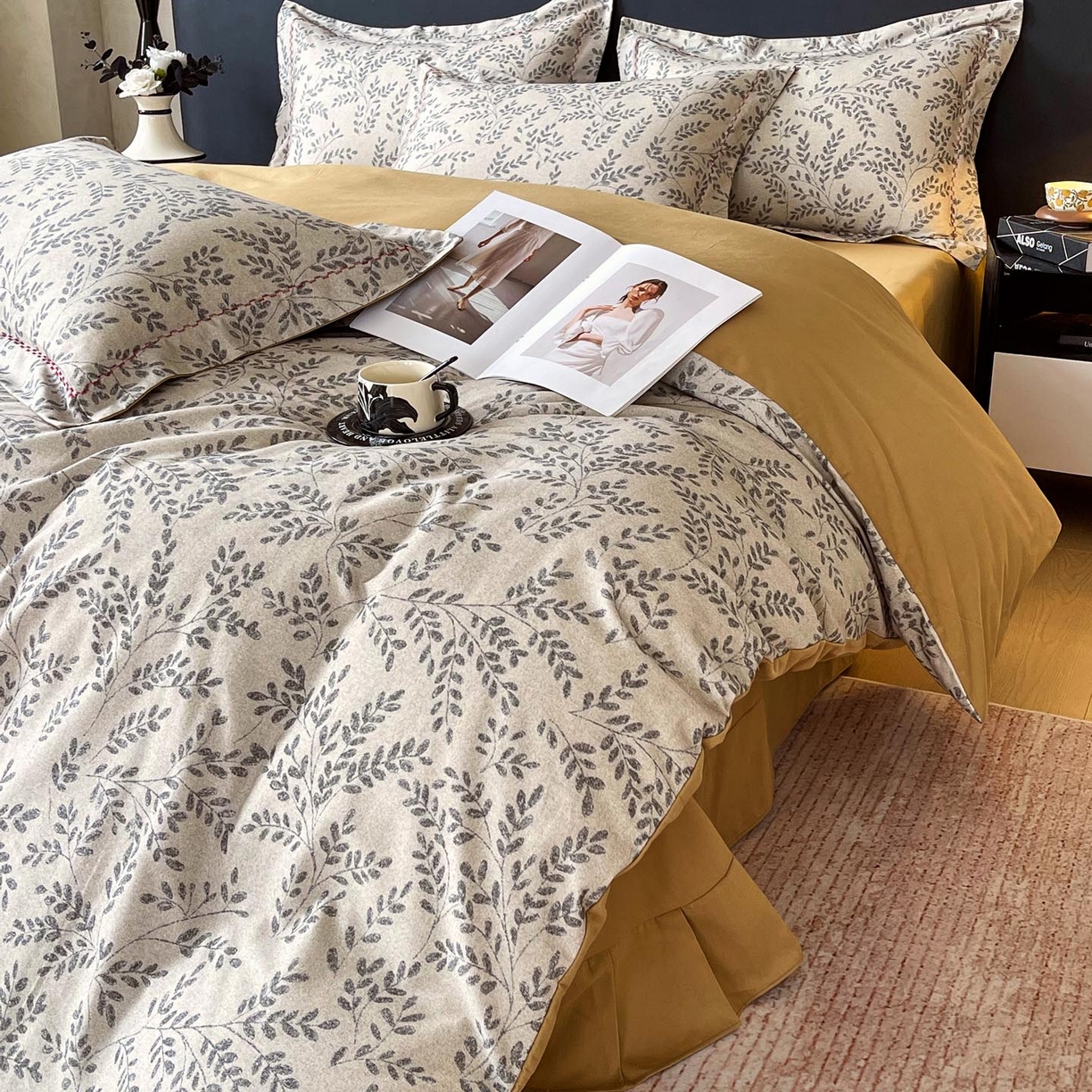 91家纺网 家纺一手货源 找家纺 帅露家纺 2025新款升级疆大白全棉加厚生态磨毛四件套 合叶