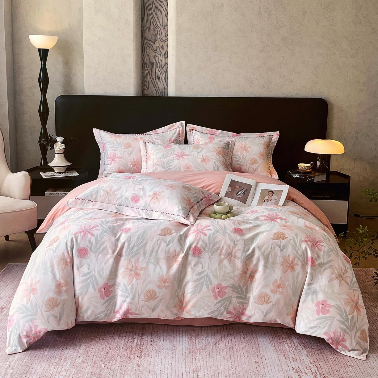 91家纺网 家纺一手货源 找家纺 帅露家纺 2025新款升级疆大白全棉加厚生态磨毛四件套 花期