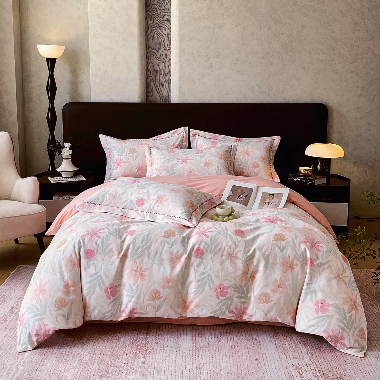 91家纺网 家纺一手货源 找家纺 帅露家纺 2025新款升级疆大白全棉加厚生态磨毛四件套 花期