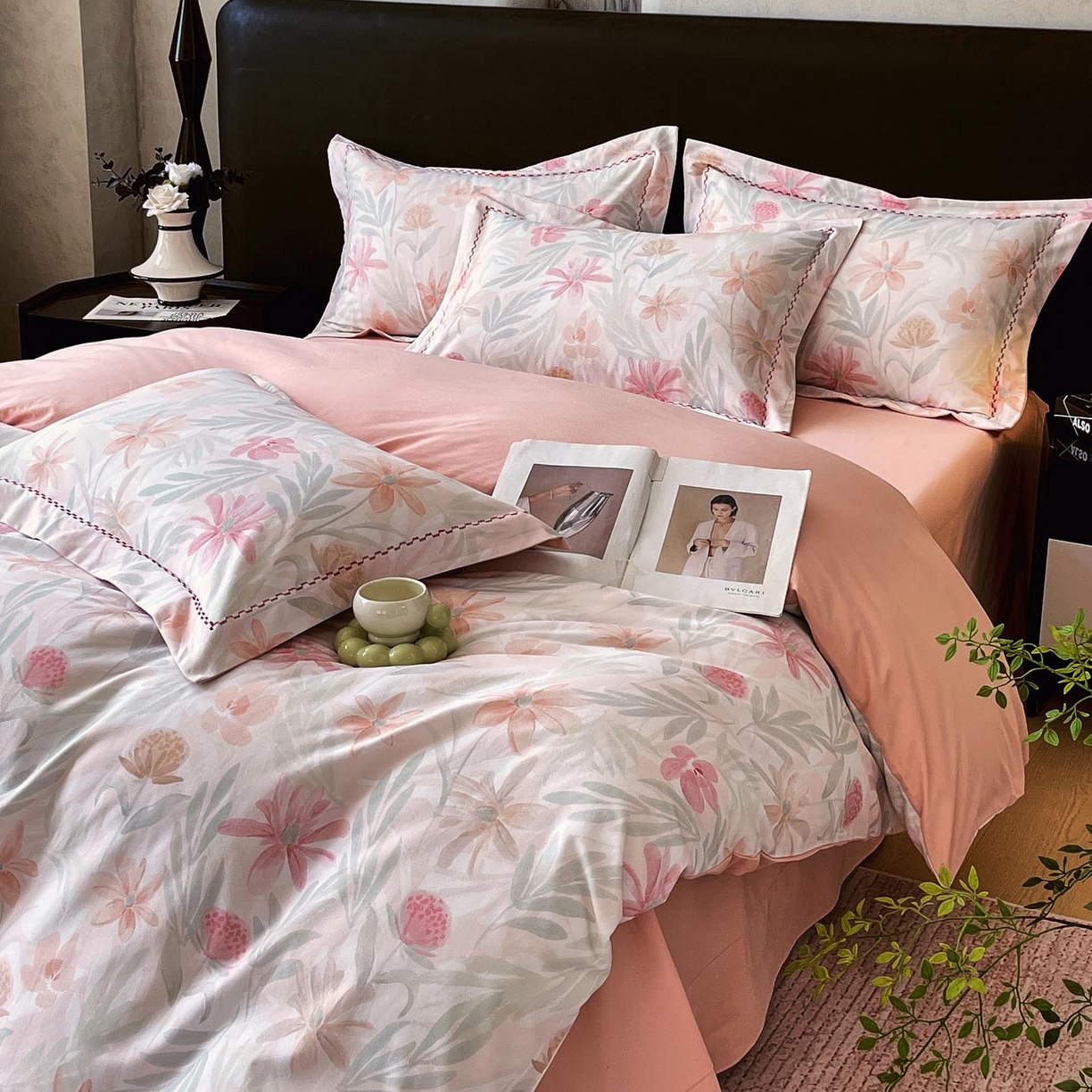 91家纺网 家纺一手货源 找家纺 帅露家纺 2025新款升级疆大白全棉加厚生态磨毛四件套 花期