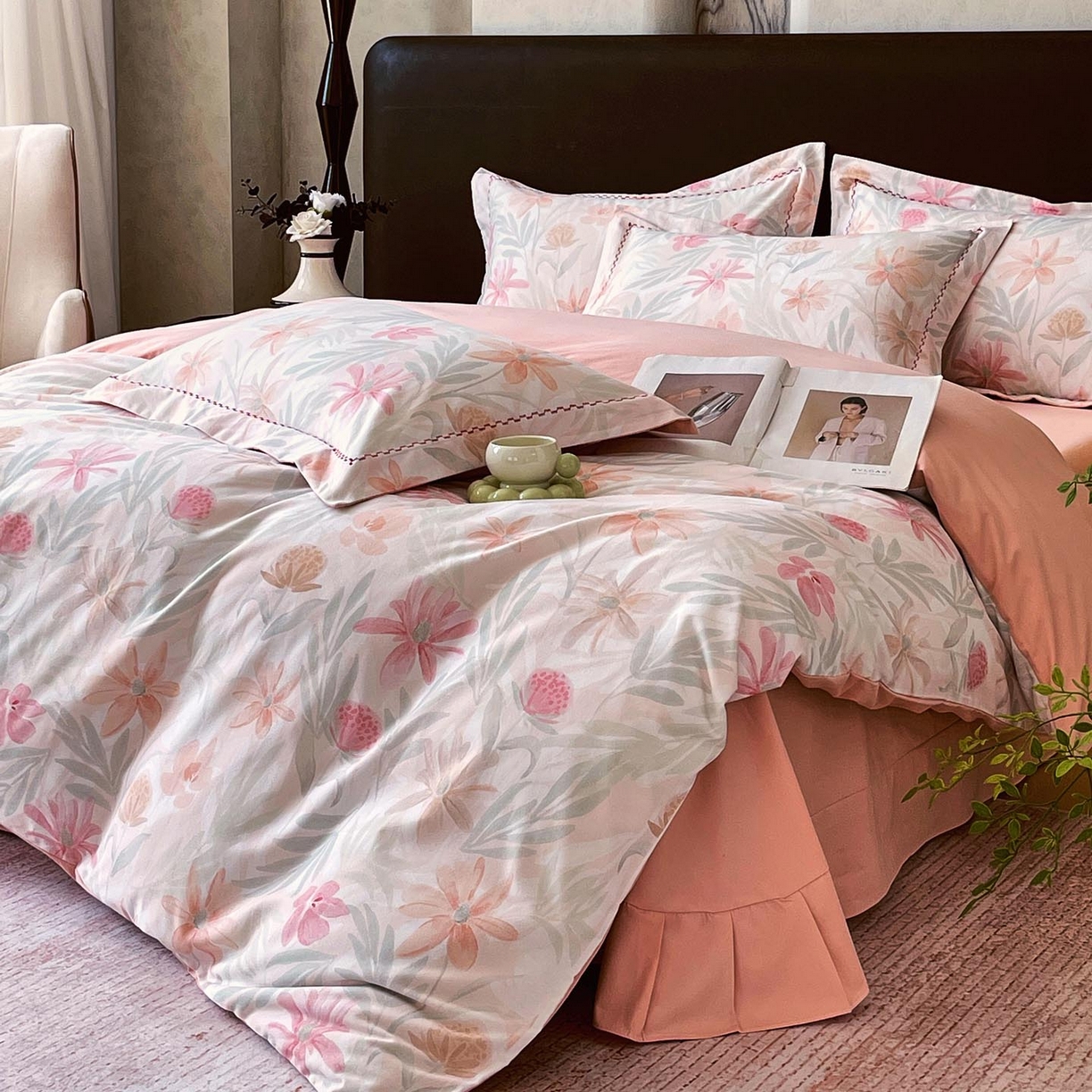 91家纺网 家纺一手货源 找家纺 帅露家纺 2025新款升级疆大白全棉加厚生态磨毛四件套 花期