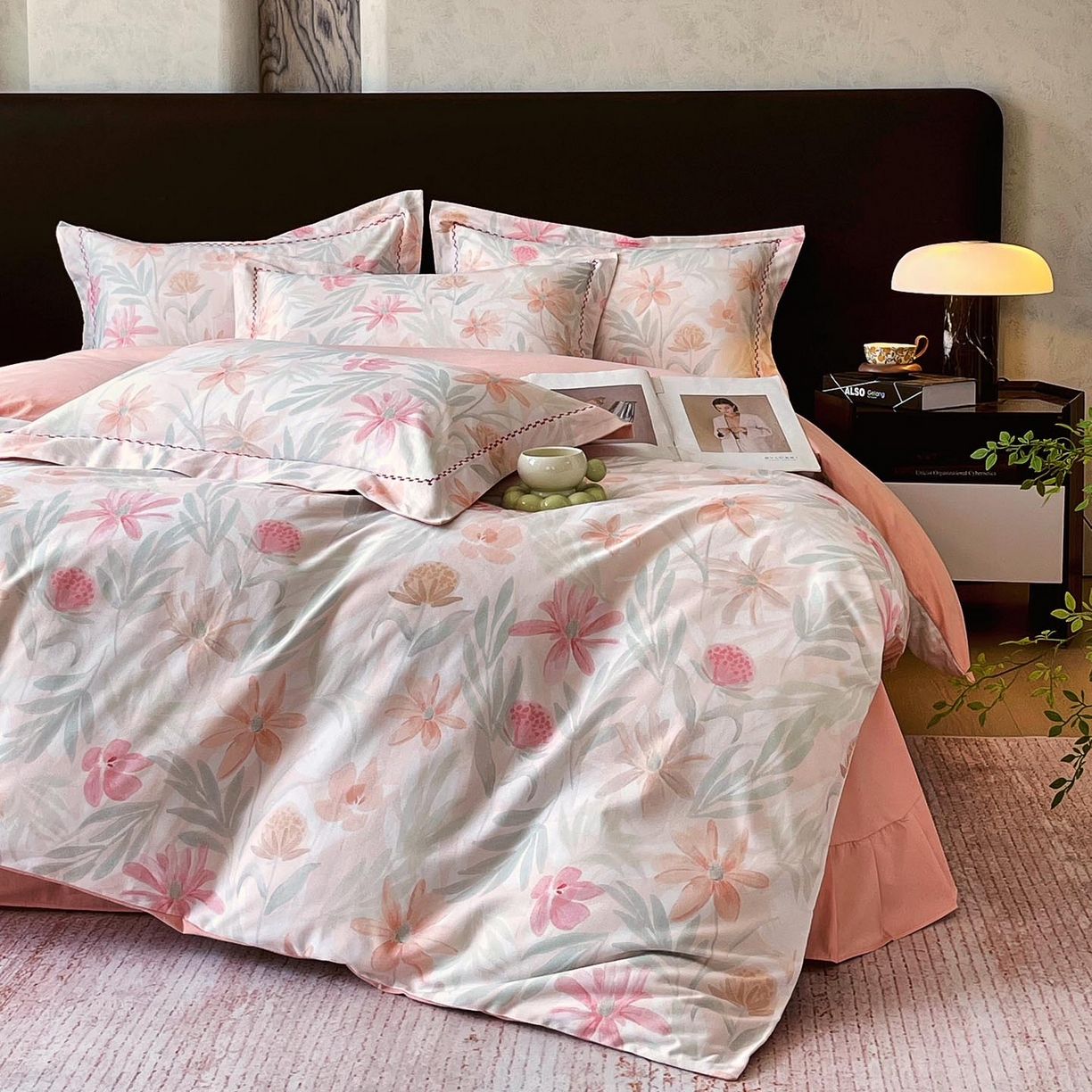 91家纺网 家纺一手货源 找家纺 帅露家纺 2025新款升级疆大白全棉加厚生态磨毛四件套 花期