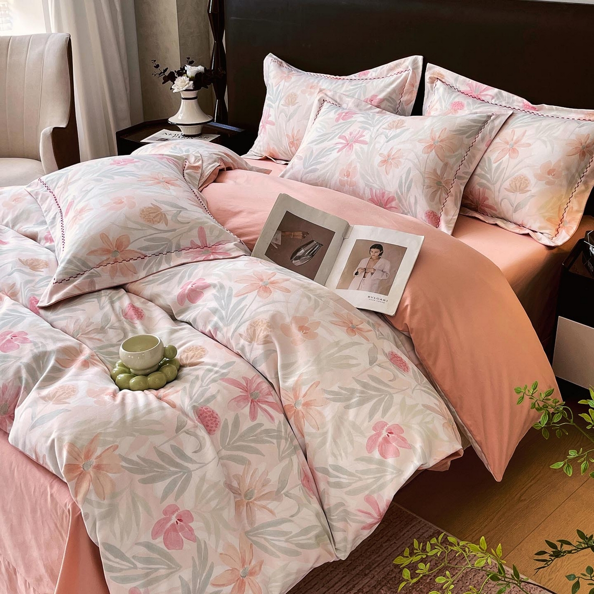 91家纺网 家纺一手货源 找家纺 帅露家纺 2025新款升级疆大白全棉加厚生态磨毛四件套 花期