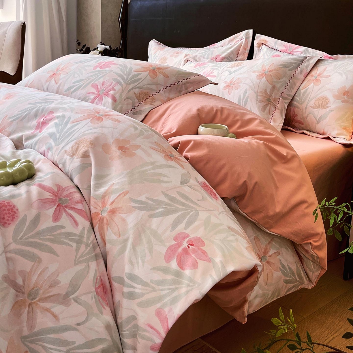 91家纺网 家纺一手货源 找家纺 帅露家纺 2025新款升级疆大白全棉加厚生态磨毛四件套 花期