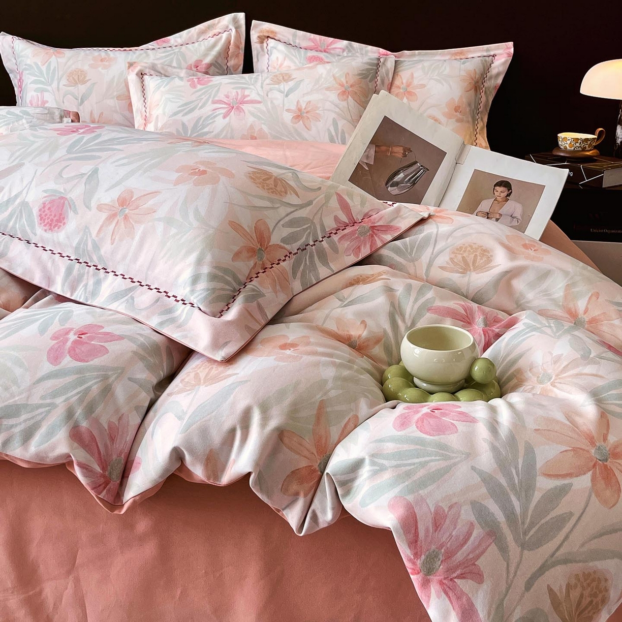 91家纺网 家纺一手货源 找家纺 帅露家纺 2025新款升级疆大白全棉加厚生态磨毛四件套 花期