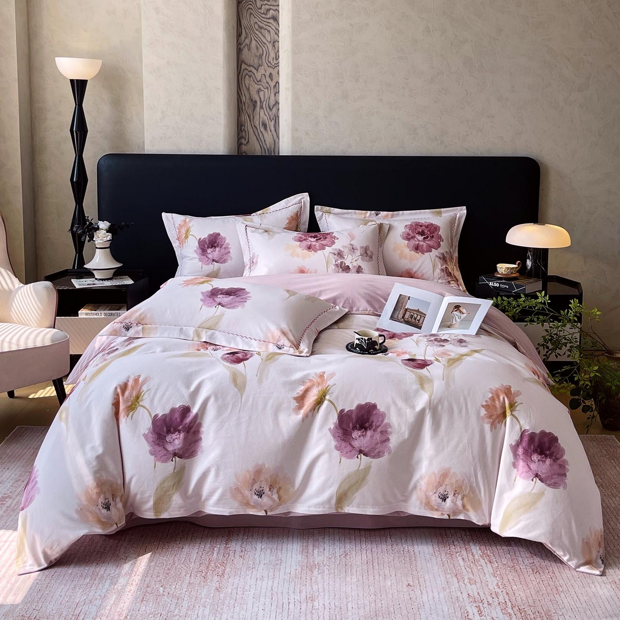 91家纺网 家纺一手货源 找家纺 帅露家纺 2025新款升级疆大白全棉加厚生态磨毛四件套 惊鸿