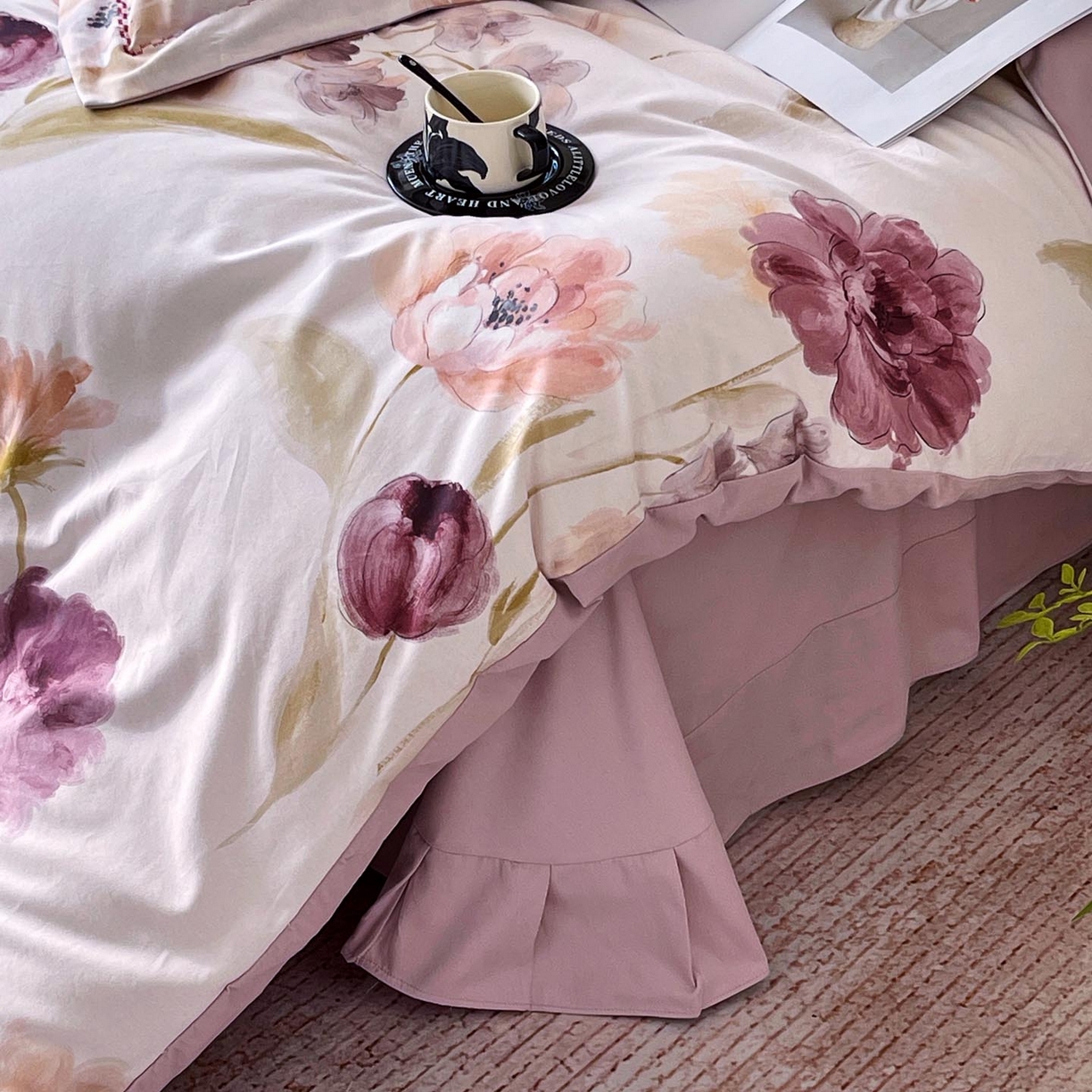 91家纺网 家纺一手货源 找家纺 帅露家纺 2025新款升级疆大白全棉加厚生态磨毛四件套 惊鸿