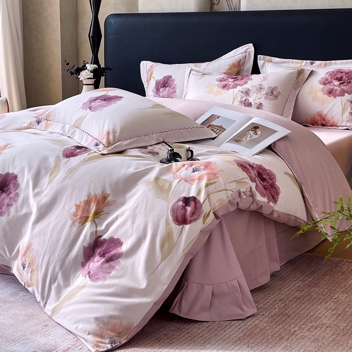 91家纺网 家纺一手货源 找家纺 帅露家纺 2025新款升级疆大白全棉加厚生态磨毛四件套 惊鸿