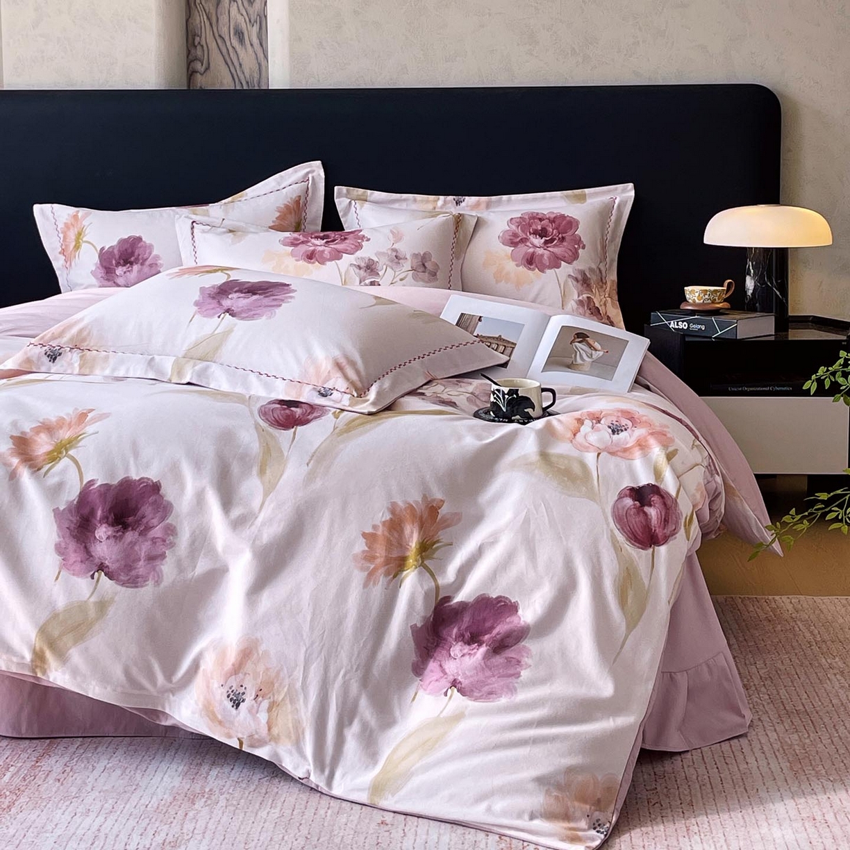 91家纺网 家纺一手货源 找家纺 帅露家纺 2025新款升级疆大白全棉加厚生态磨毛四件套 惊鸿