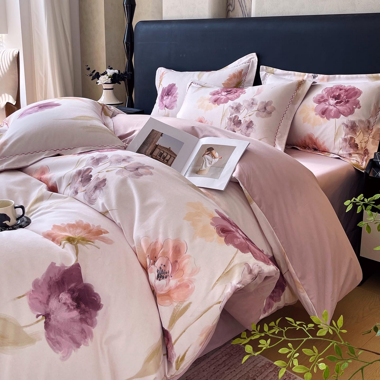 91家纺网 家纺一手货源 找家纺 帅露家纺 2025新款升级疆大白全棉加厚生态磨毛四件套 惊鸿