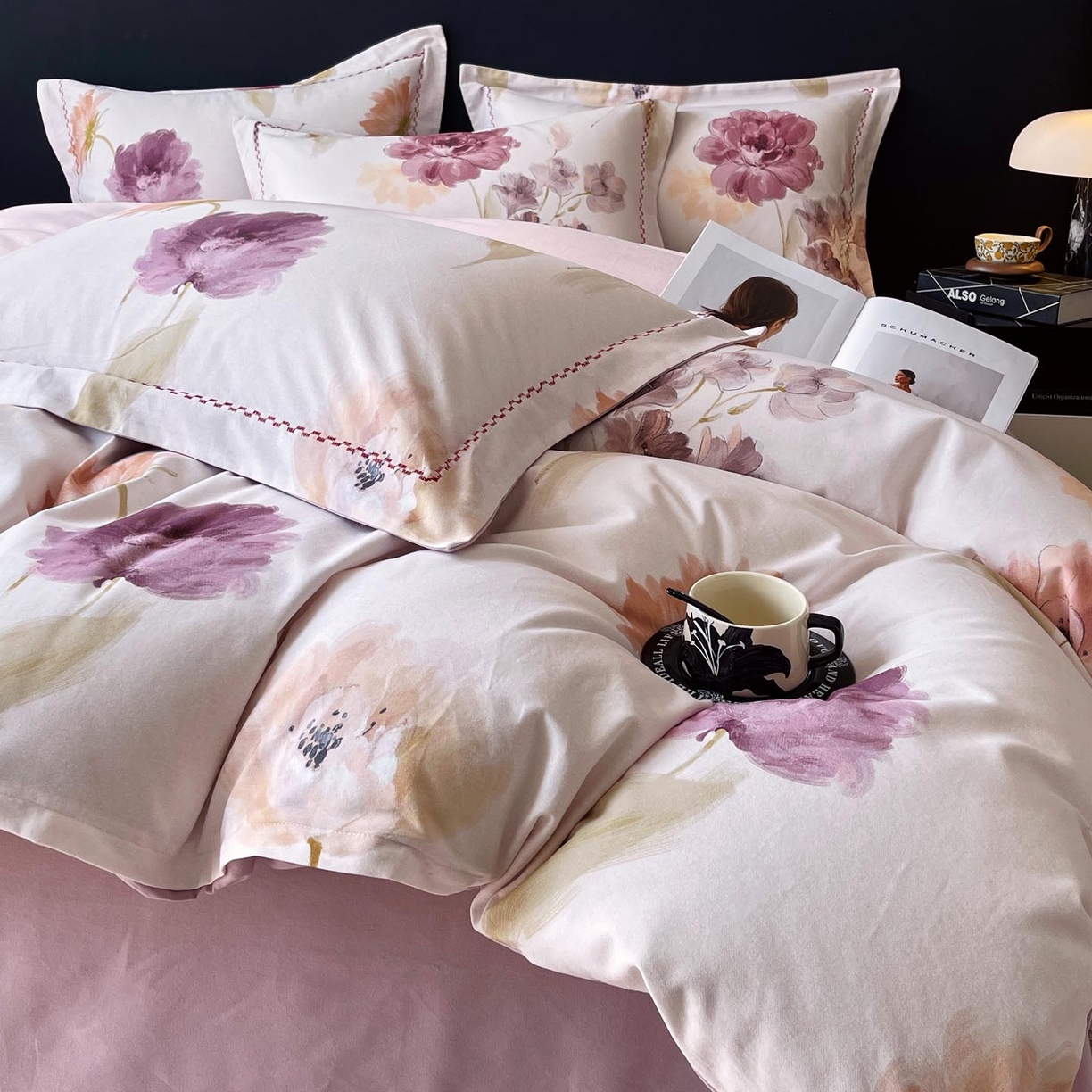 91家纺网 家纺一手货源 找家纺 帅露家纺 2025新款升级疆大白全棉加厚生态磨毛四件套 惊鸿