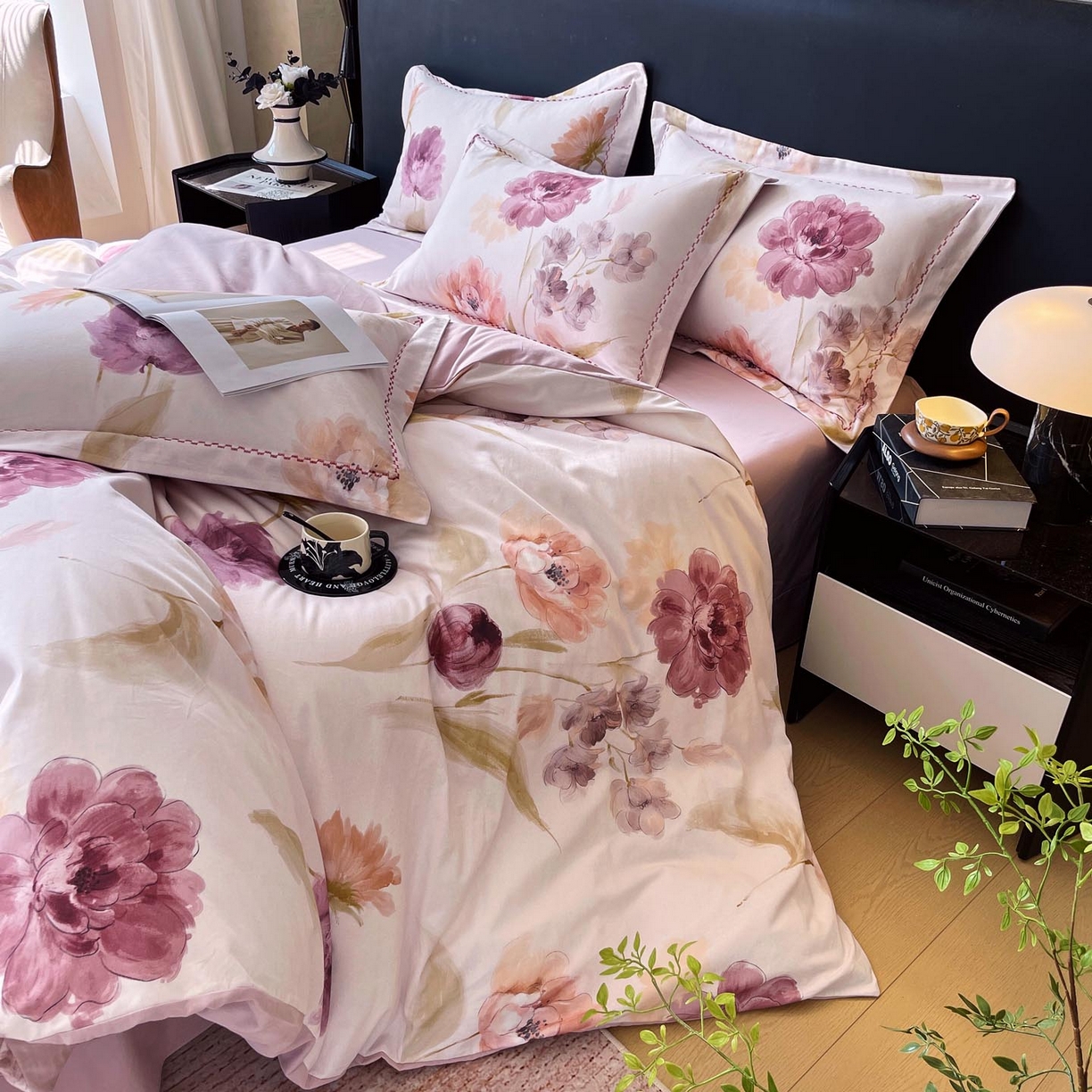 91家纺网 家纺一手货源 找家纺 帅露家纺 2025新款升级疆大白全棉加厚生态磨毛四件套 惊鸿