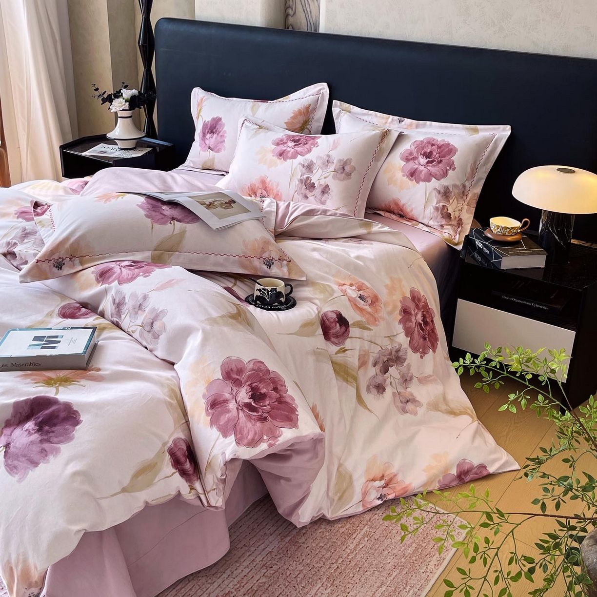 91家纺网 家纺一手货源 找家纺 帅露家纺 2025新款升级疆大白全棉加厚生态磨毛四件套 惊鸿