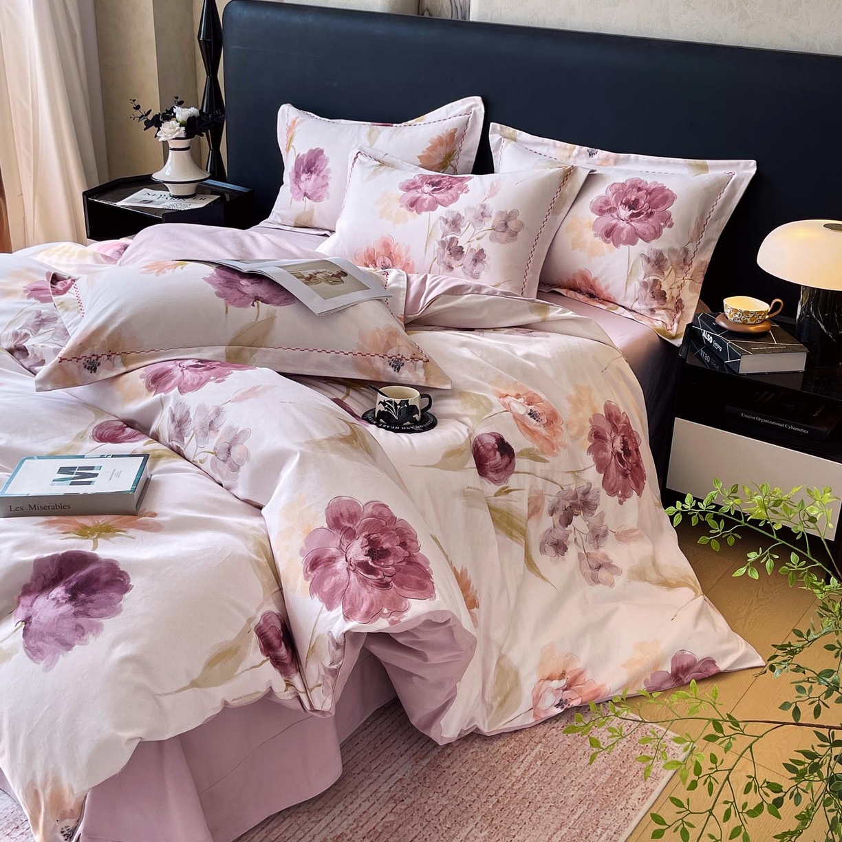 91家纺网 家纺一手货源 找家纺 帅露家纺 2025新款升级疆大白全棉加厚生态磨毛四件套 惊鸿