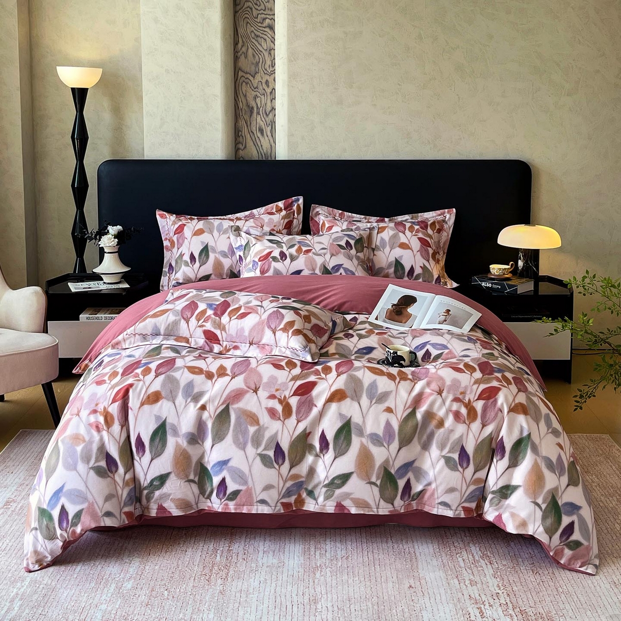 91家纺网 家纺一手货源 找家纺 帅露家纺 2025新款升级疆大白全棉加厚生态磨毛四件套 景秋-红