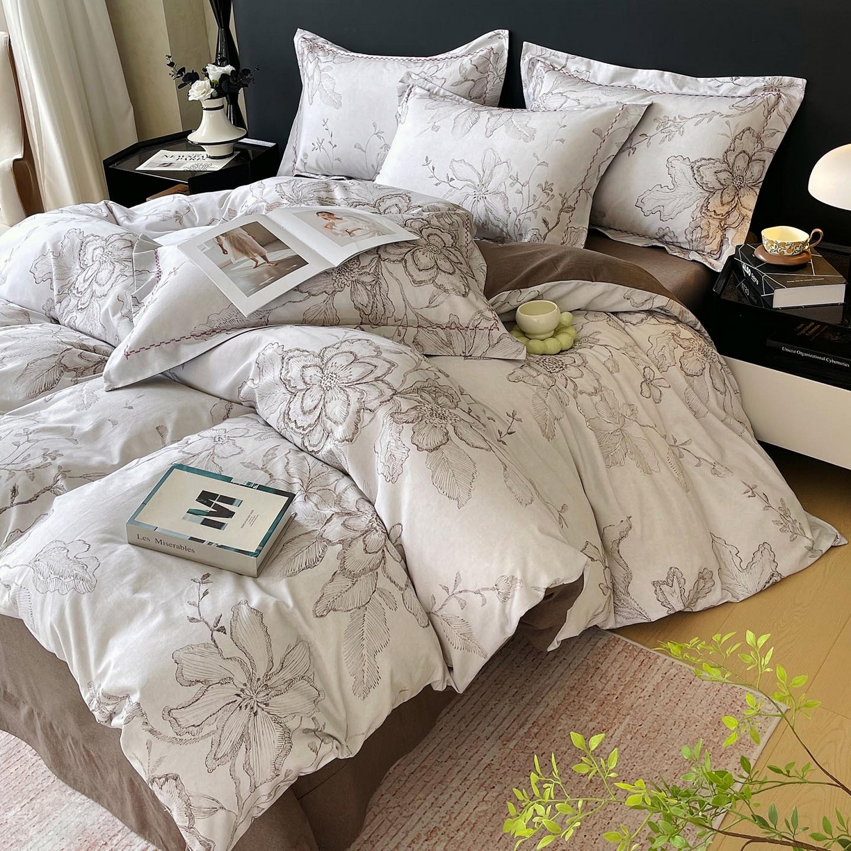 91家纺网 家纺一手货源 找家纺 帅露家纺 2025新款升级疆大白全棉加厚生态磨毛四件套 镜花水月