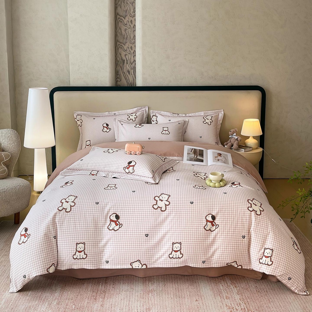 91家纺网 家纺一手货源 找家纺 帅露家纺 2025新款升级疆大白全棉加厚生态磨毛四件套 萌趣