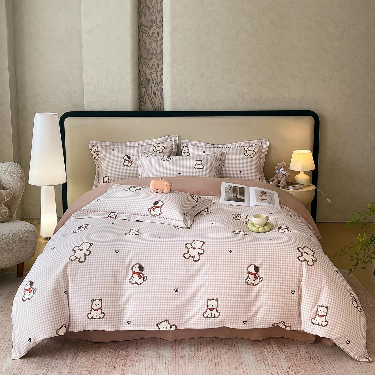 91家纺网 家纺一手货源 找家纺 帅露家纺 2025新款升级疆大白全棉加厚生态磨毛四件套 萌趣