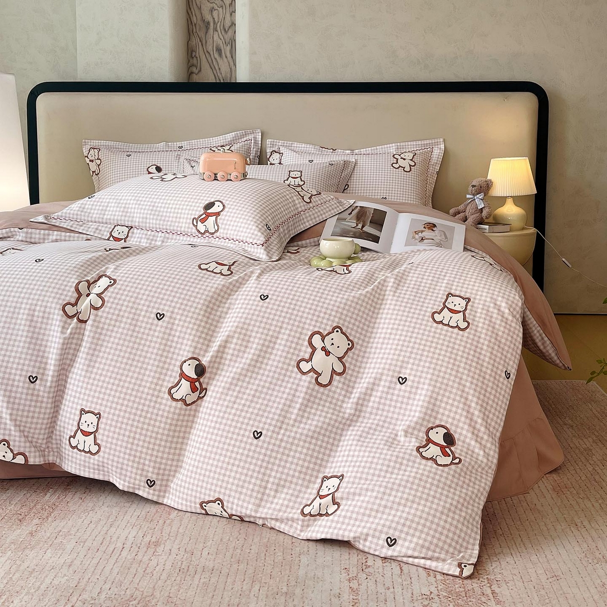 91家纺网 家纺一手货源 找家纺 帅露家纺 2025新款升级疆大白全棉加厚生态磨毛四件套 萌趣