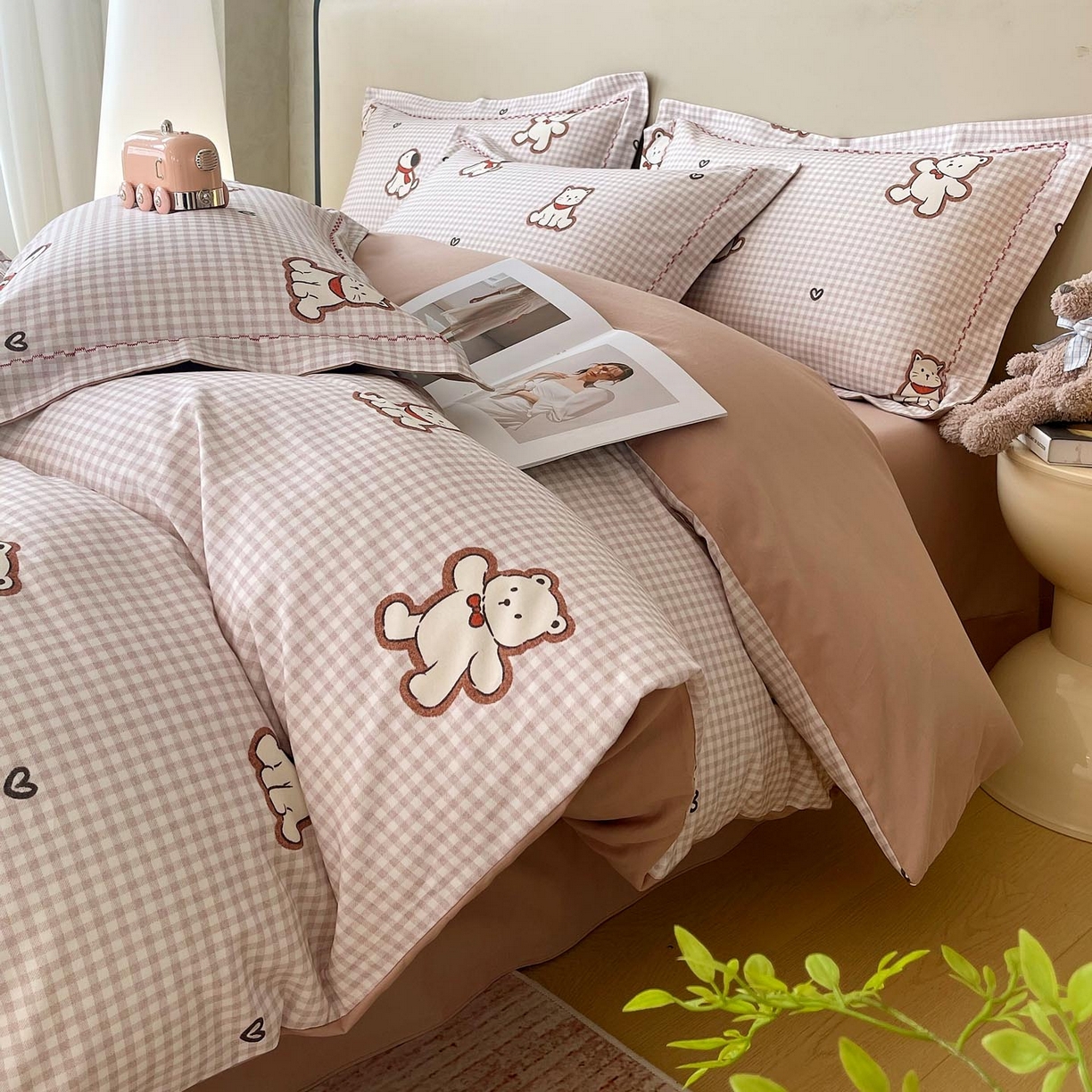 91家纺网 家纺一手货源 找家纺 帅露家纺 2025新款升级疆大白全棉加厚生态磨毛四件套 萌趣