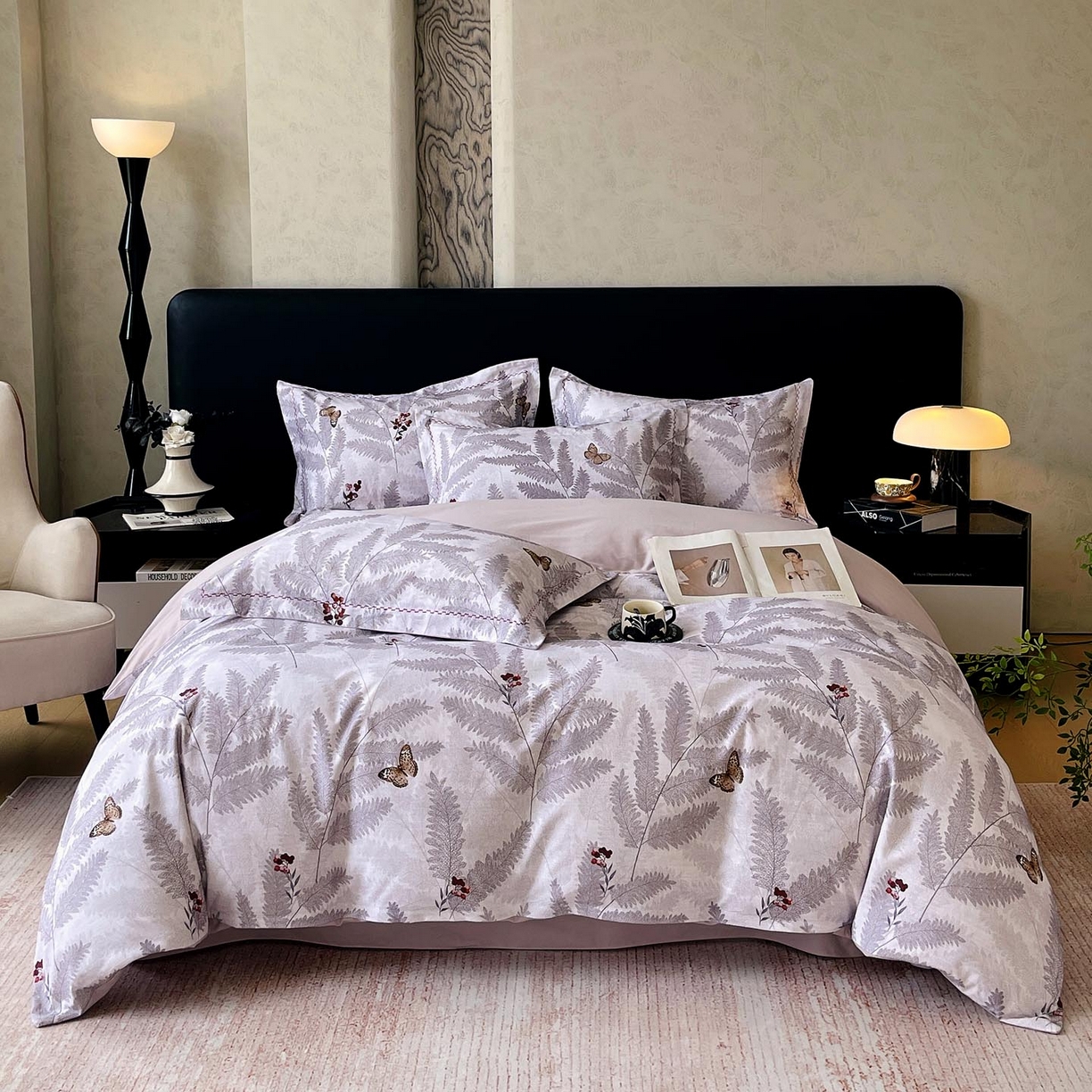 91家纺网 家纺一手货源 找家纺 帅露家纺 2025新款升级疆大白全棉加厚生态磨毛四件套 梦蝶