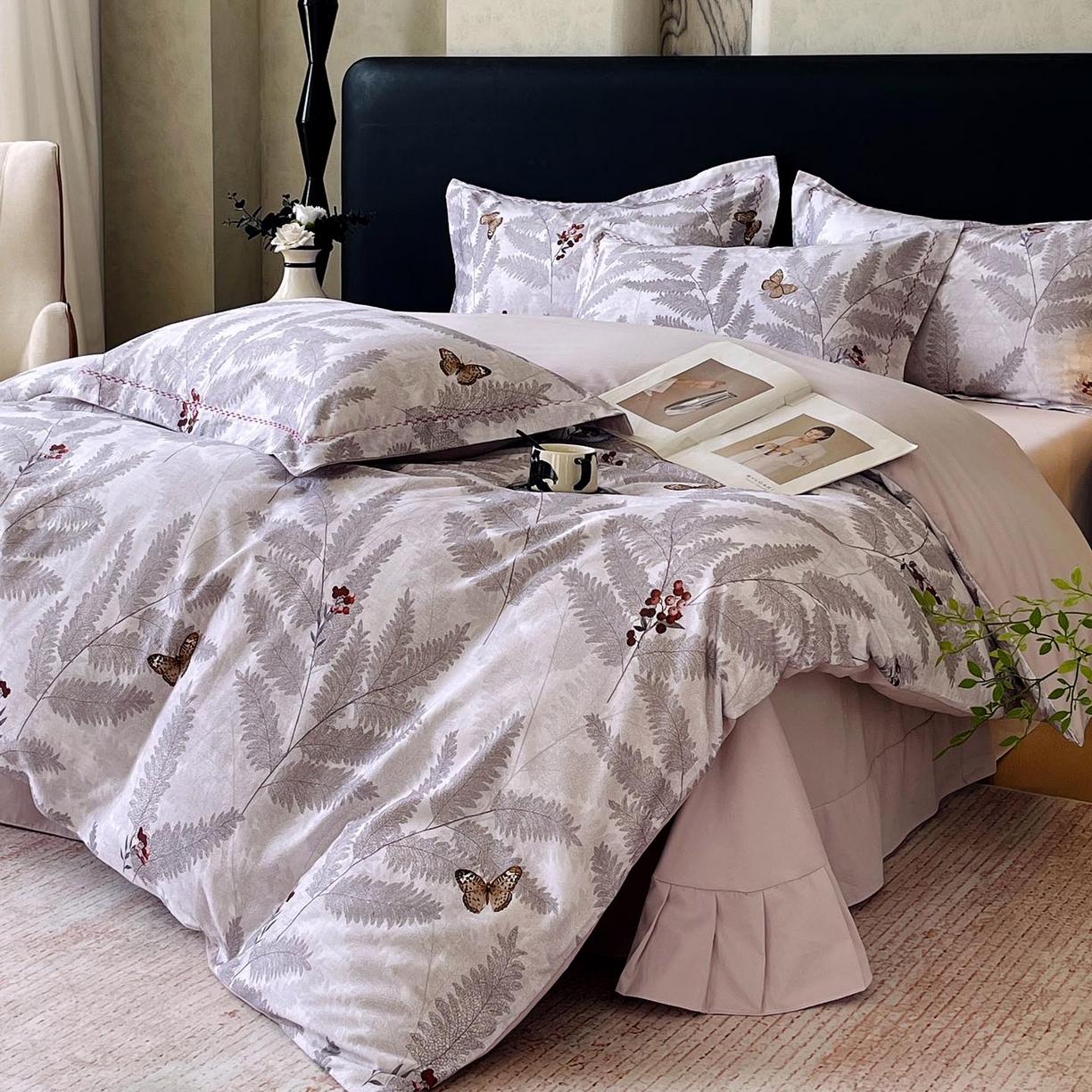 91家纺网 家纺一手货源 找家纺 帅露家纺 2025新款升级疆大白全棉加厚生态磨毛四件套 梦蝶