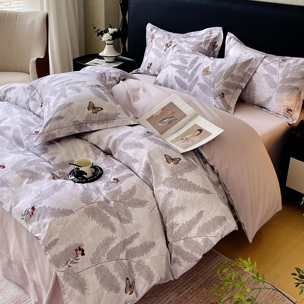 91家纺网 家纺一手货源 找家纺 帅露家纺 2025新款升级疆大白全棉加厚生态磨毛四件套 梦蝶