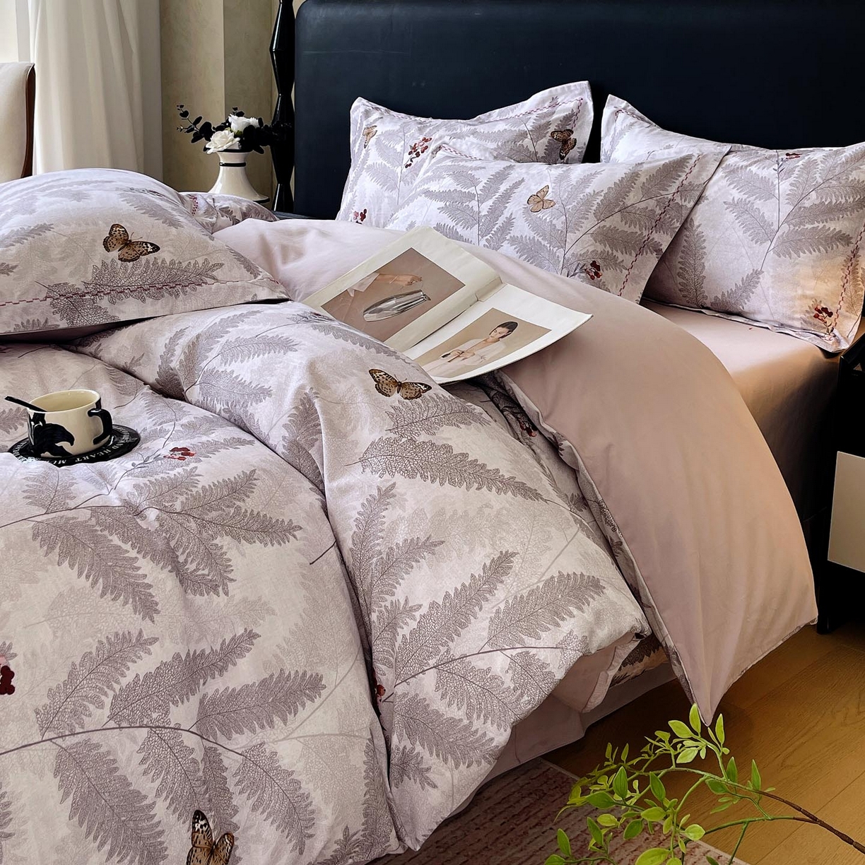 91家纺网 家纺一手货源 找家纺 帅露家纺 2025新款升级疆大白全棉加厚生态磨毛四件套 梦蝶