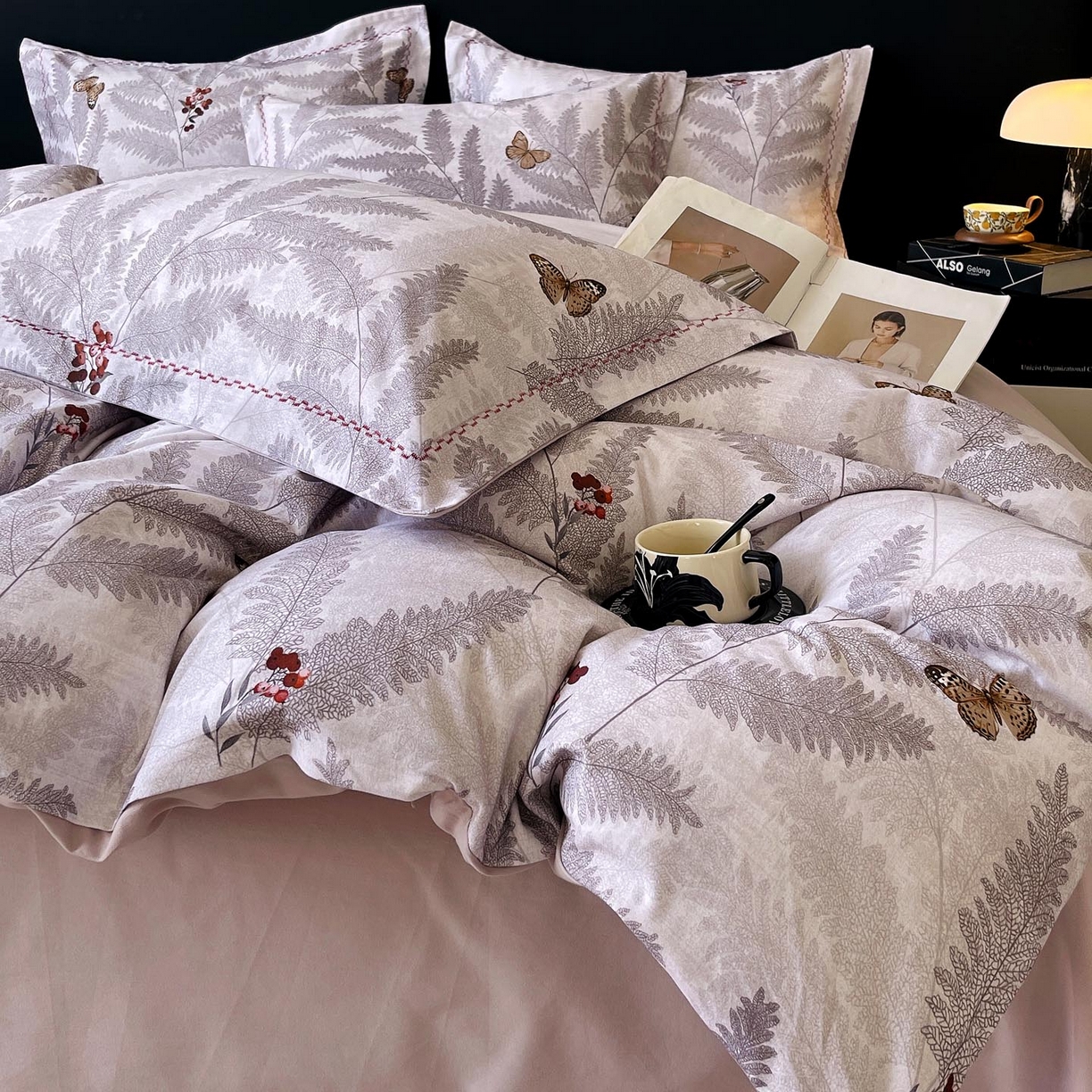 91家纺网 家纺一手货源 找家纺 帅露家纺 2025新款升级疆大白全棉加厚生态磨毛四件套 梦蝶