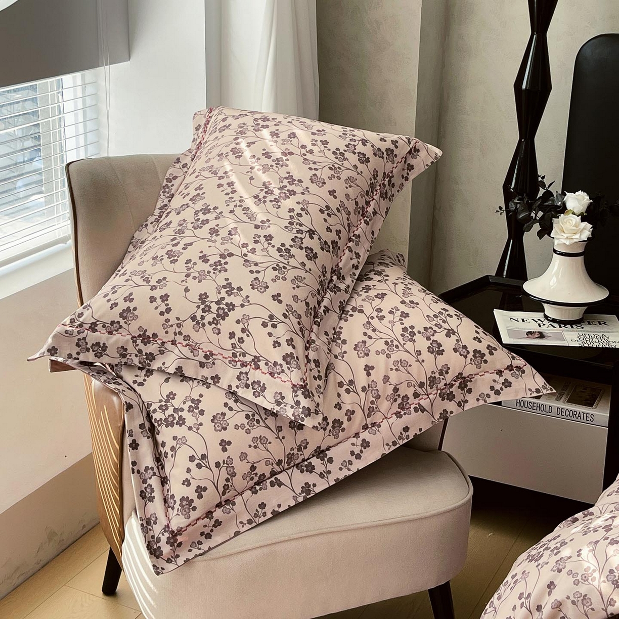 91家纺网 家纺一手货源 找家纺 帅露家纺 2025新款升级疆大白全棉加厚生态磨毛四件套 南枝-咖