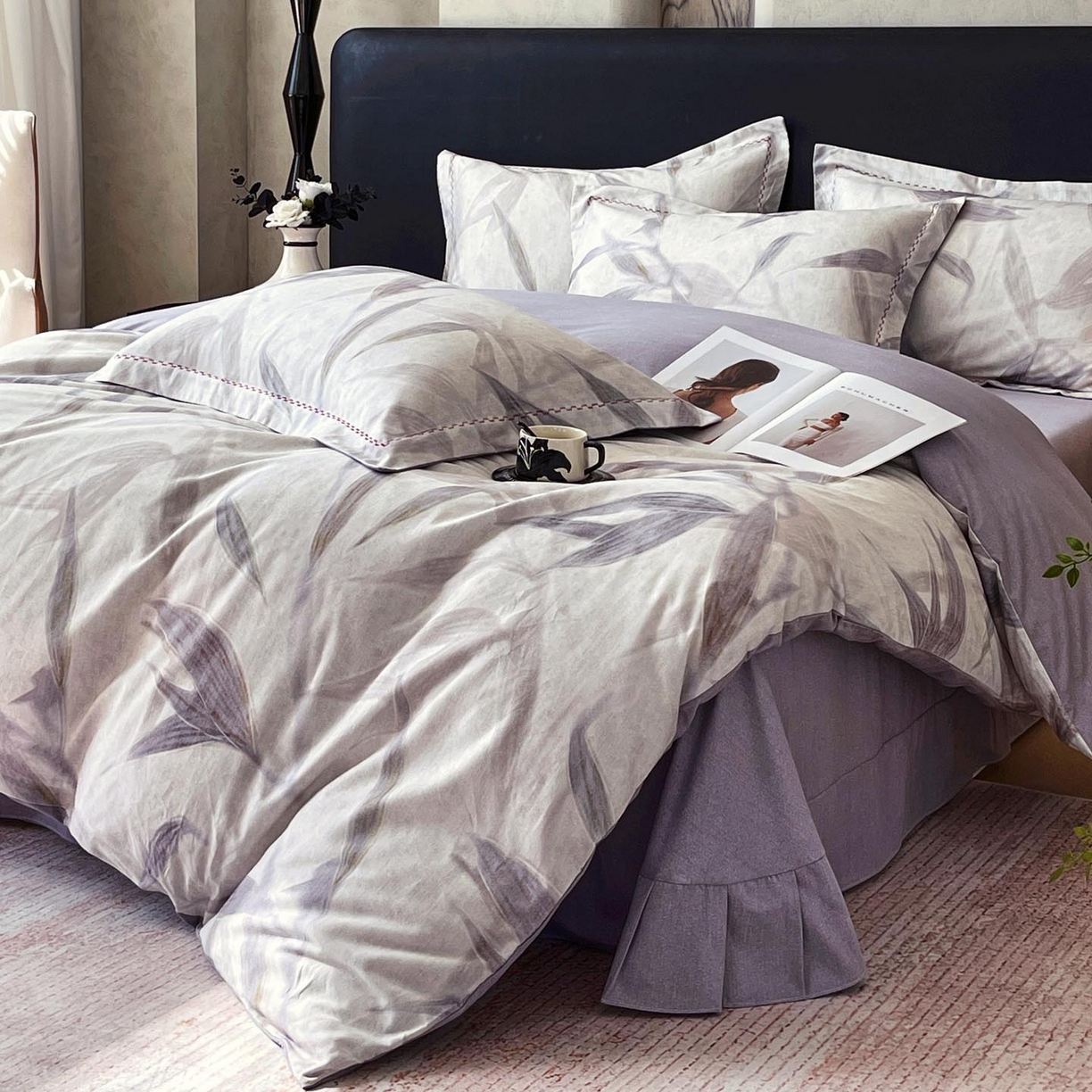 91家纺网 家纺一手货源 找家纺 帅露家纺 2025新款升级疆大白全棉加厚生态磨毛四件套 清风徐来