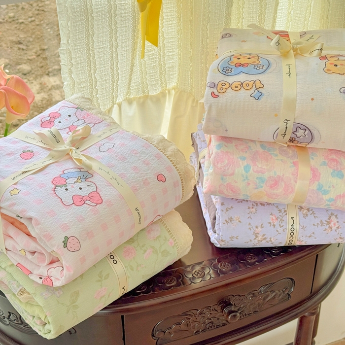 91家纺网 家纺一手货源 找家纺 （总）森璐家纺 2025新款亲肤舒适云感双层纱镂空花边四件套