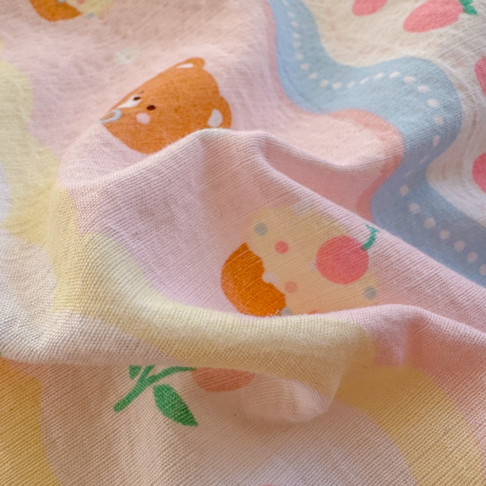 91家纺网 家纺一手货源 找家纺 森璐家纺 2025新款亲肤舒适云感双层纱镂空花边四件套 花边款-蛋糕草莓