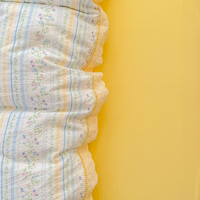 91家纺网 家纺一手货源 找家纺 森璐家纺 2025新款亲肤舒适云感双层纱镂空花边四件套 花边款-lk庄园