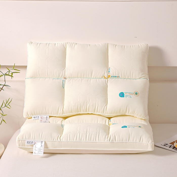 大熊枕芯 2025新款颈护卫全棉分区护颈枕枕头枕芯 白色 48x74cm/只