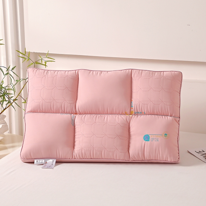 大熊枕芯 2025新款颈护卫全棉分区护颈枕枕头枕芯 粉色 48x74cm/只