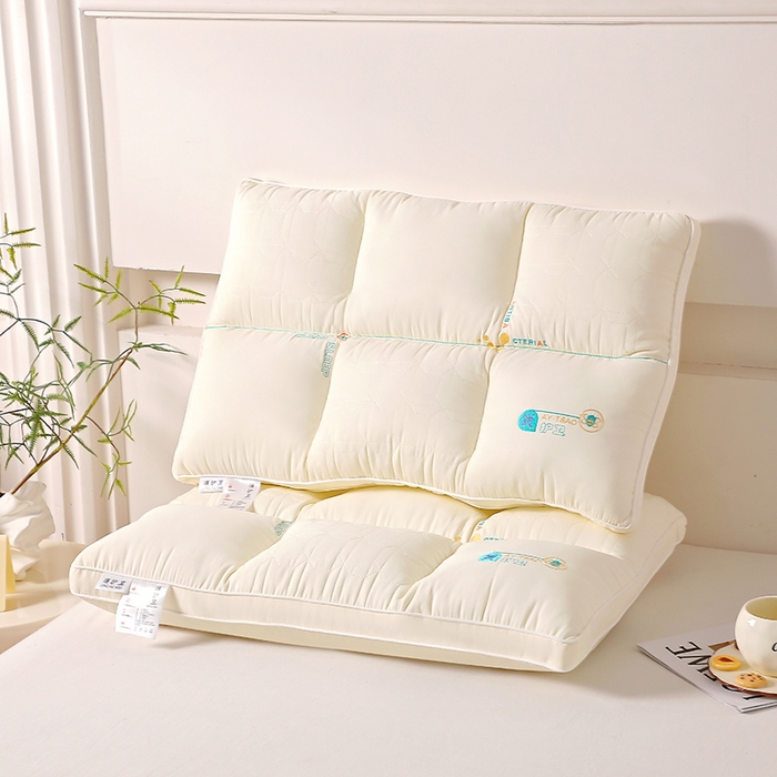 91家纺网 家纺一手货源 找家纺 大熊枕芯 2025新款颈护卫全棉分区护颈枕枕头枕芯 白色 48x74cm/一对