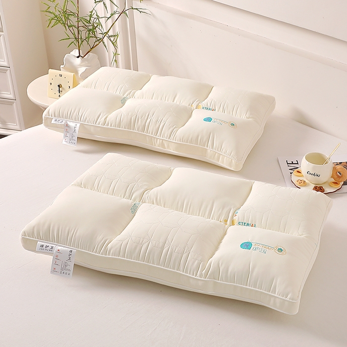 91家纺网 家纺一手货源 找家纺 大熊枕芯 2025新款颈护卫全棉分区护颈枕枕头枕芯 白色 48x74cm/一对