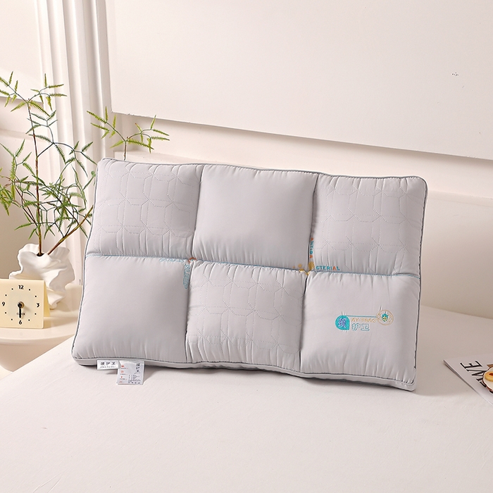 91家纺网 家纺一手货源 找家纺 大熊枕芯 2025新款颈护卫全棉分区护颈枕枕头枕芯 灰色 48x74cm/一对
