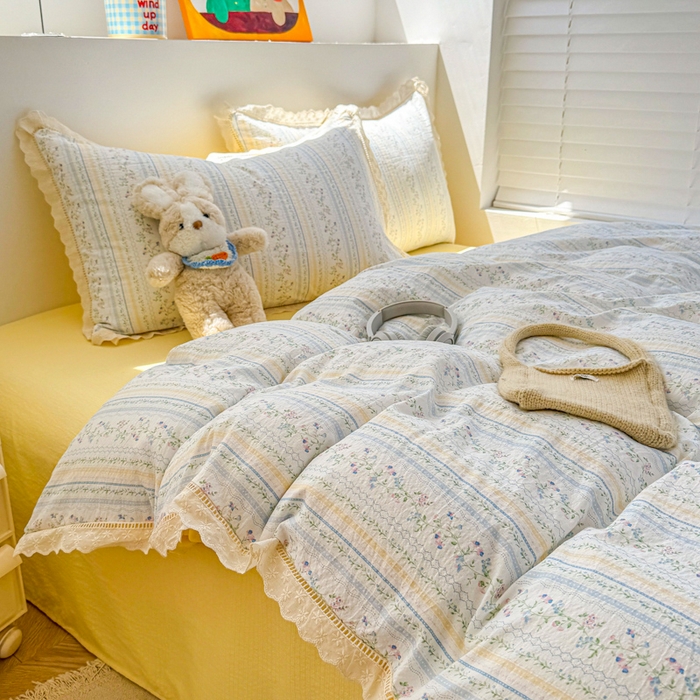 森璐家纺 2025新款亲肤舒适云感双层纱镂空花边四件套 花边款-lk庄园