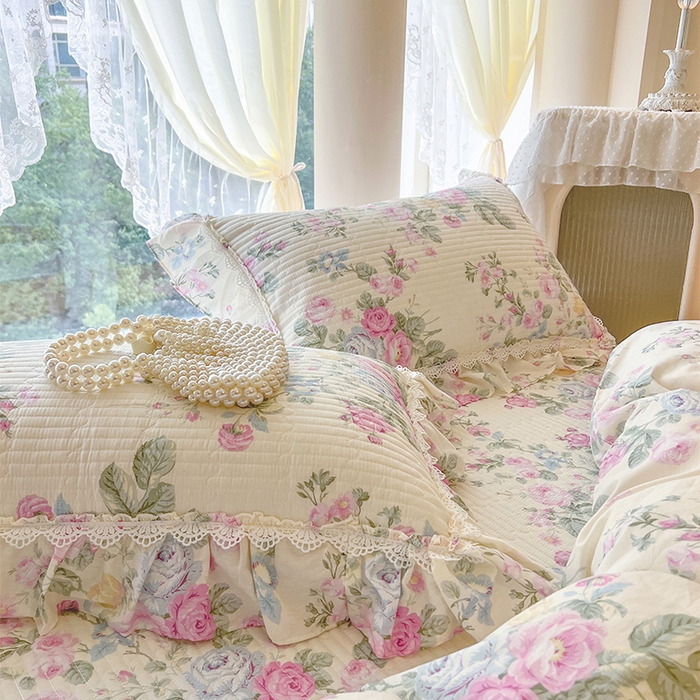 91家纺网 家纺一手货源 找家纺 （总）瑞宝 2025新款法式全棉纯棉印花床裙三件套