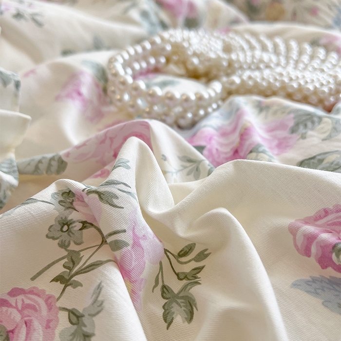 91家纺网 家纺一手货源 找家纺 （总）瑞宝 2025新款法式全棉纯棉印花床裙三件套