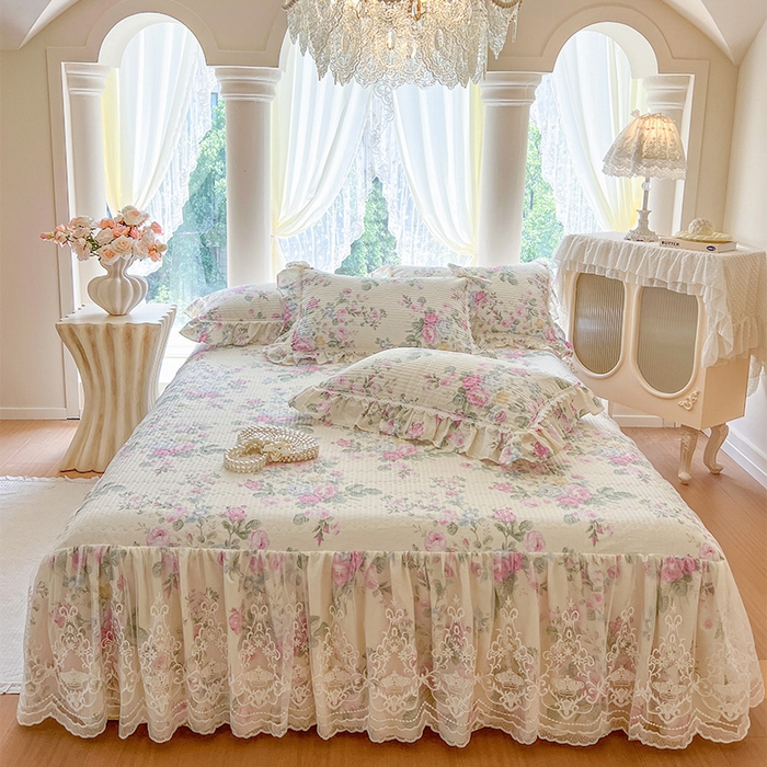 91家纺网 家纺一手货源 找家纺 （总）瑞宝 2025新款法式全棉纯棉印花床裙三件套