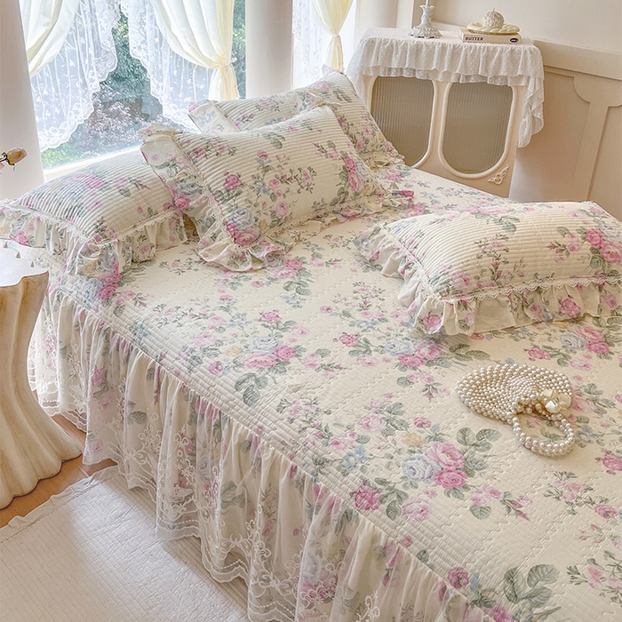 91家纺网 家纺一手货源 找家纺 （总）瑞宝 2025新款法式全棉纯棉印花床裙三件套