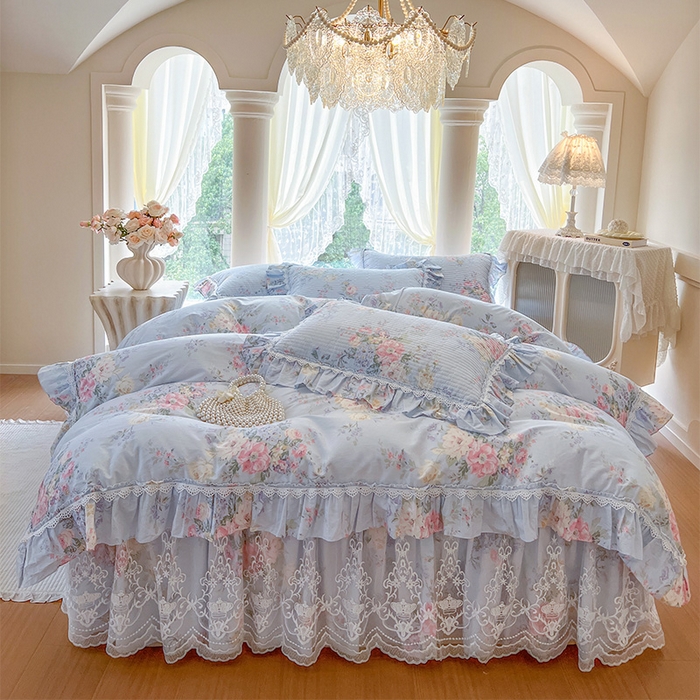 91家纺网 家纺一手货源 找家纺 （总）瑞宝 2025新款法式全棉纯棉印花床裙四件套