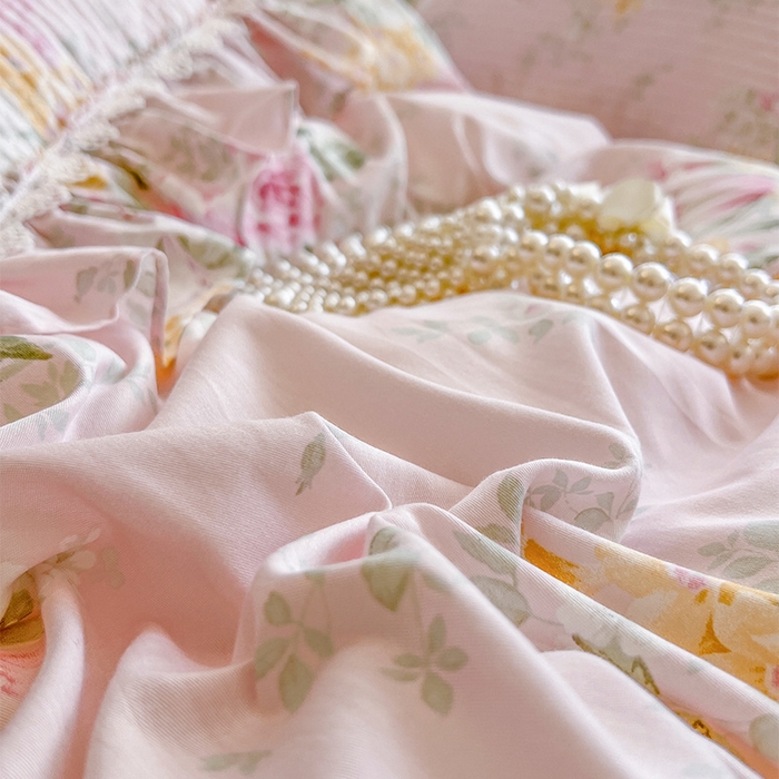 91家纺网 家纺一手货源 找家纺 瑞宝 2025新款法式全棉纯棉印花床裙四件套 沐熙