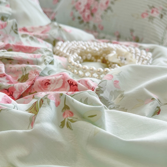 91家纺网 家纺一手货源 找家纺 瑞宝 2025新款法式全棉纯棉印花床裙四件套 罗微